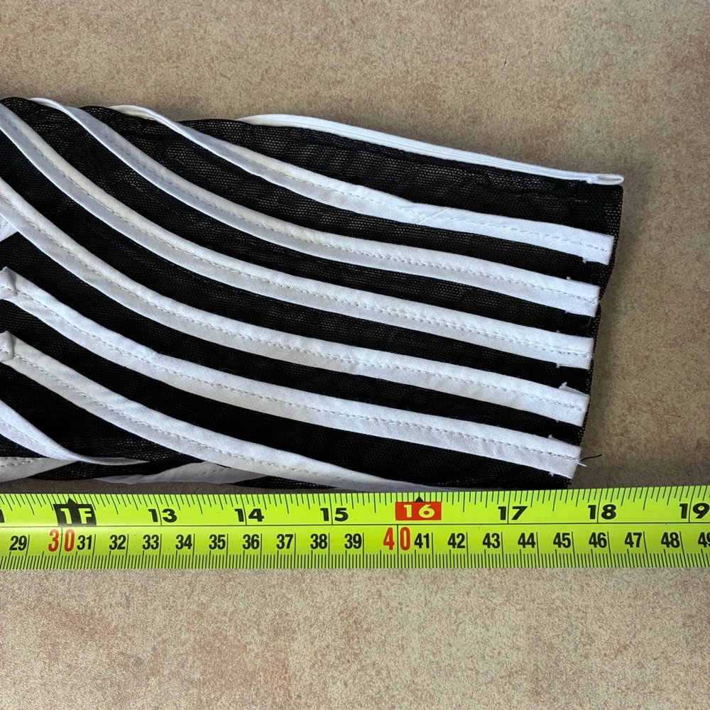 Vtg Alexandra Rosati Zip Up Black Stretch Mesh  White Stripe Details Blazer - Picture 7 of 9